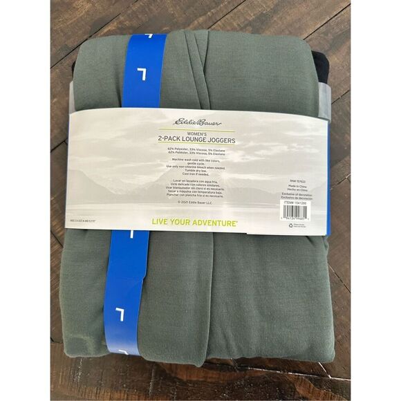 Eddie Bauer Women’s Black and Green Lounge Jogger Pants Size Large - Picture 3 of 3